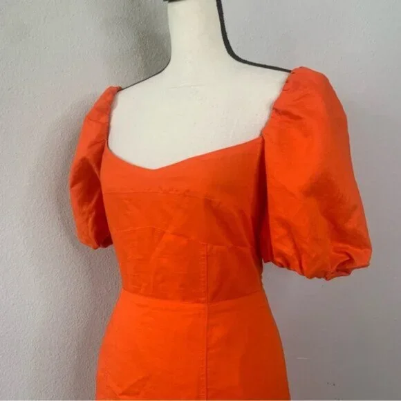 NWOT Banana Republic Bright Orange Midi Dress - Picture 8 of 14